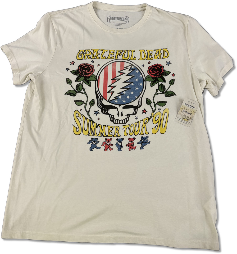 Grateful Dead Dancing Bears T-Shirt Lucky Brand Men's Size Large White High Qual